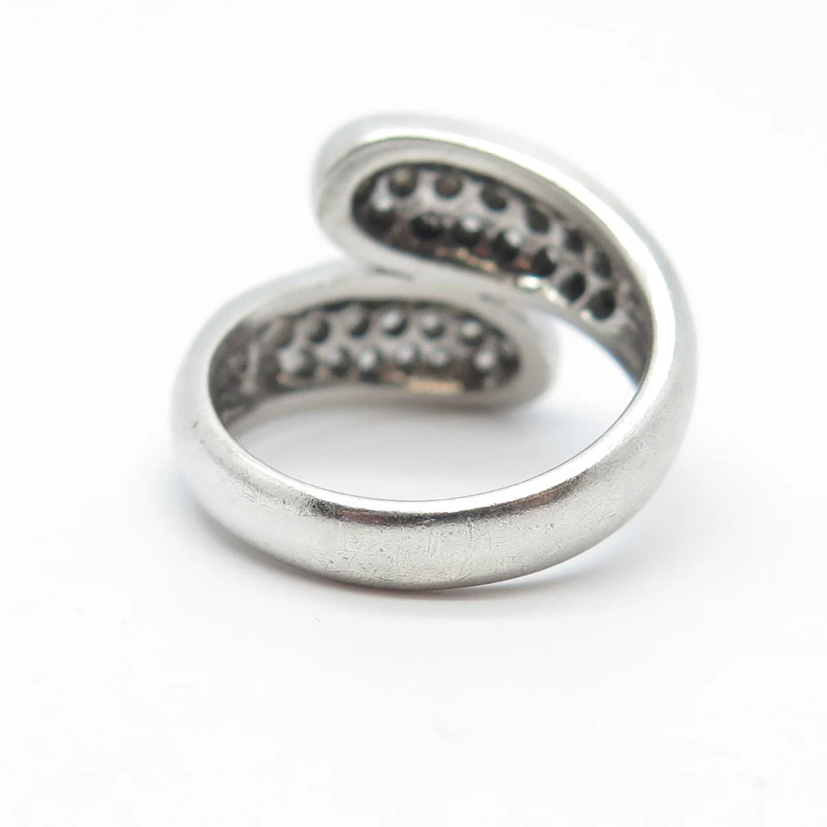 925 Sterling Silver C Z Wide Bypass Ring Size 5