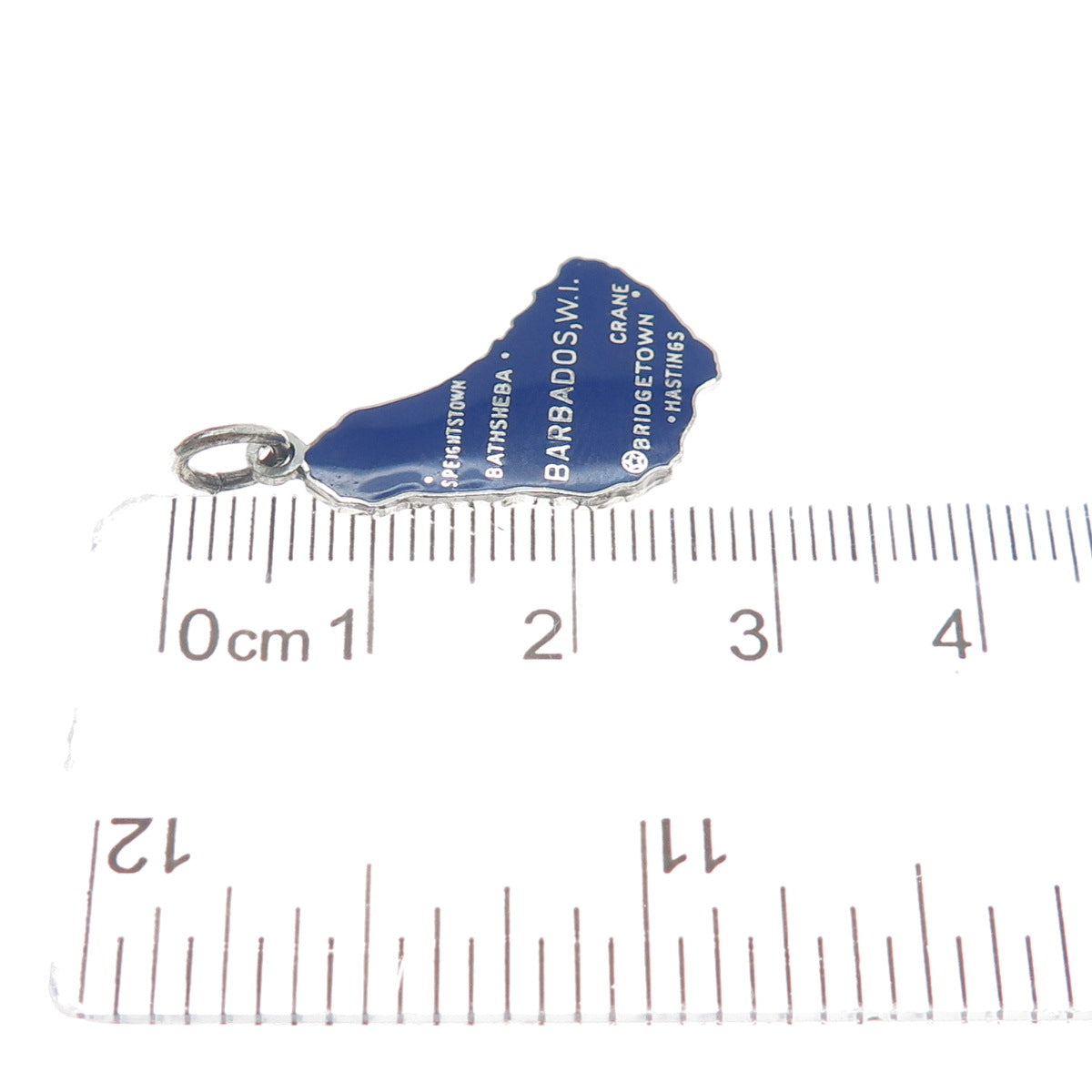 925 Sterling Silver Vintage Enamel Barbados W.I. Minimalist Charm Pendant
