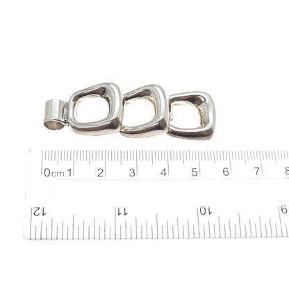 925 Sterling Silver Vintage Modernist Square Drop Pendant
