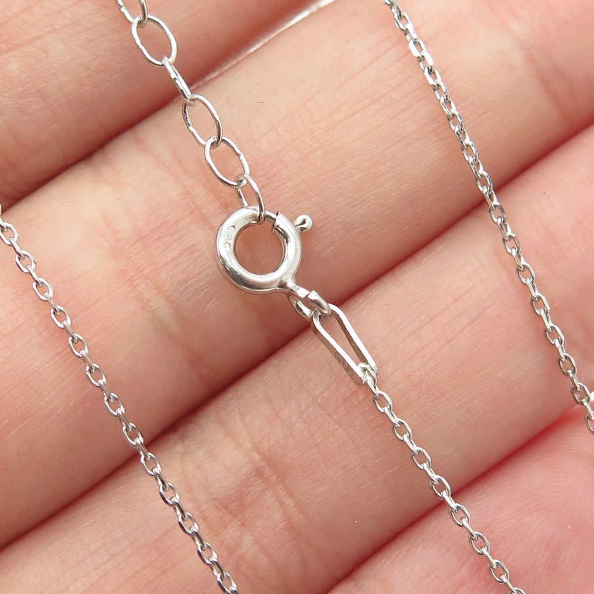 925 Sterling Silver Round-Cut C Z "Love" Cable Chain Necklace 16-18"