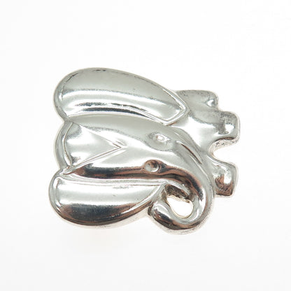 925 Sterling Silver Vintage Mexico Modernist Puffy Elephant Pin Brooch