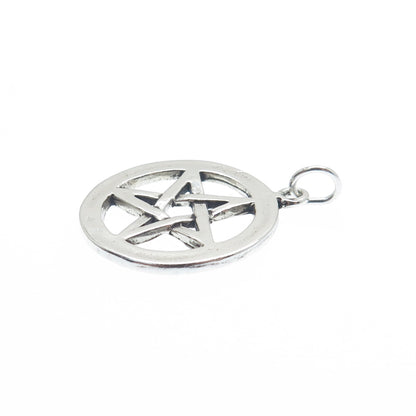 SUNWEST 925 Sterling Silver Vintage Pentagram Oxidized Charm Pendant