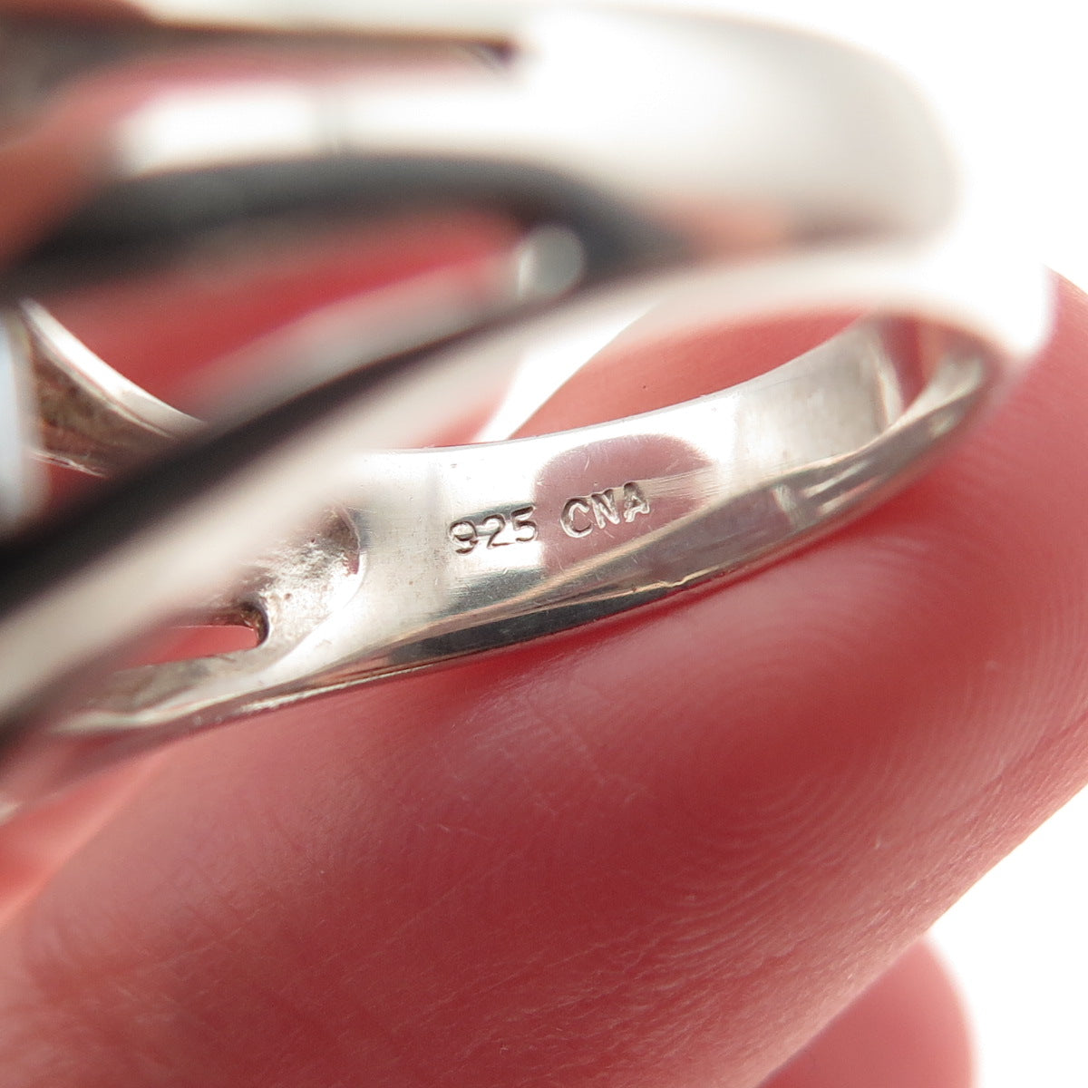 CNA Pranda 925 Sterling Silver Real Emerald-Cut Blue Topaz Ring Size 5.5