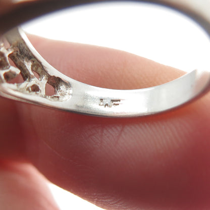 925 Sterling Silver Oval-Cut Shaped C Z Ornate Heart Ring Size 6.5