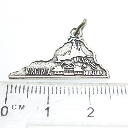 MAISELS INDIAN TRADING 925 Sterling Silver Vintage Virginia State Map Pendant