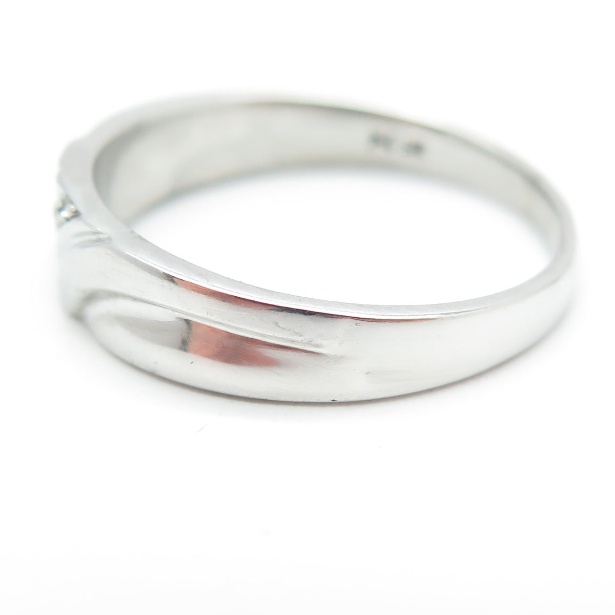 STAR RING P4SR 925 Sterling Silver Real Round-Cut Diamond Band Ring Size 11.25