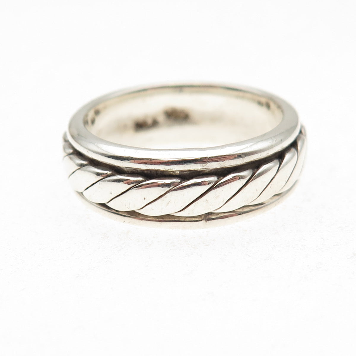 925 Sterling Silver Vintage Mexico Oxidized Braided Band Ring Size 10.25