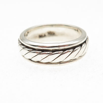 925 Sterling Silver Vintage Mexico Oxidized Braided Band Ring Size 10.25