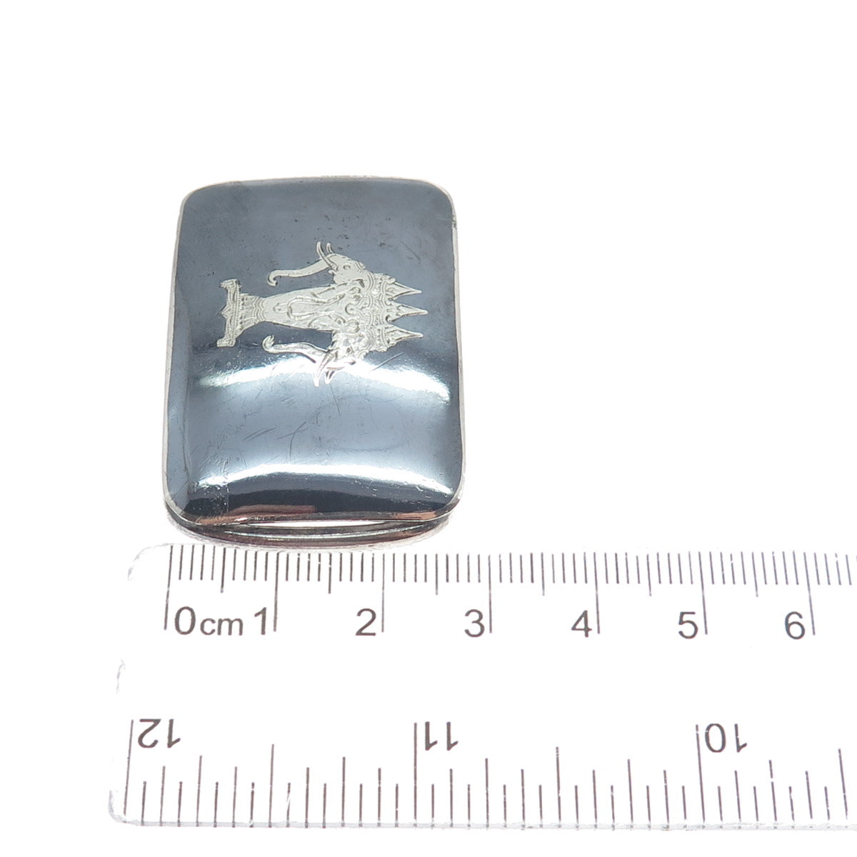 ALEX & CO. 925 Sterling Silver Antique Siam Niello Elephant Belt Buckle