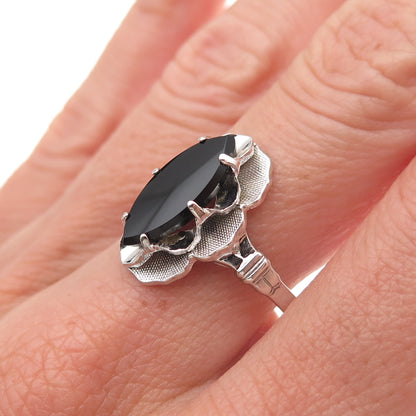 Clark & Coombs 925 Sterling Silver Antique Art Deco Real Black Onyx Ring Size 10