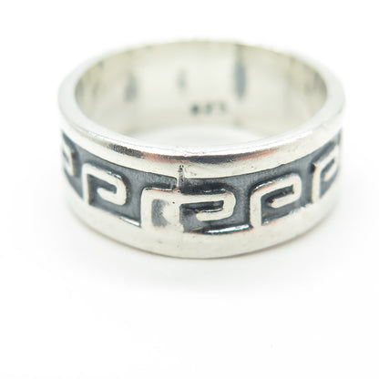 925 Sterling Silver Vintage Greek Key Band Ring Size 7.25