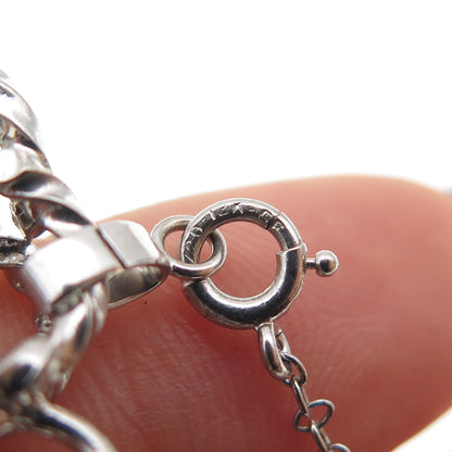 1/20 12K White Gold Filled Antique Art Deco Double Rolo Link Bracelet 6.75"