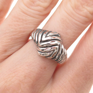 Lisa Lee Creations 925 Sterling Silver Vintage Modernist Oxidized Ring Size 7.25