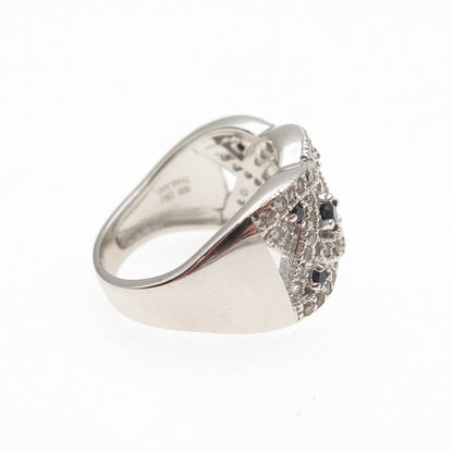 DBJ Dee Berkle 925 Sterling Silver Real Sapphire & White Topaz Ring Size 5