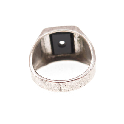 Vargas Sterling Silver Antique Art Deco Black Onyx Ring Size 6 (missing stone)