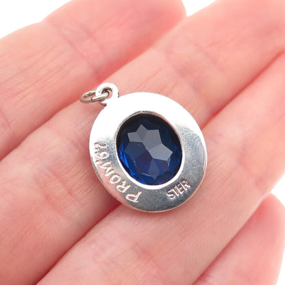 925 Sterling Vintage '67 Lab-Created Sapphire Essex Catholic High School Pendant