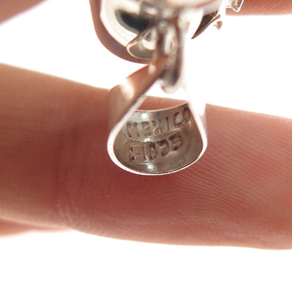 925 Sterling Silver Vintage Mexico Rose Flower Heart Charm Pendant