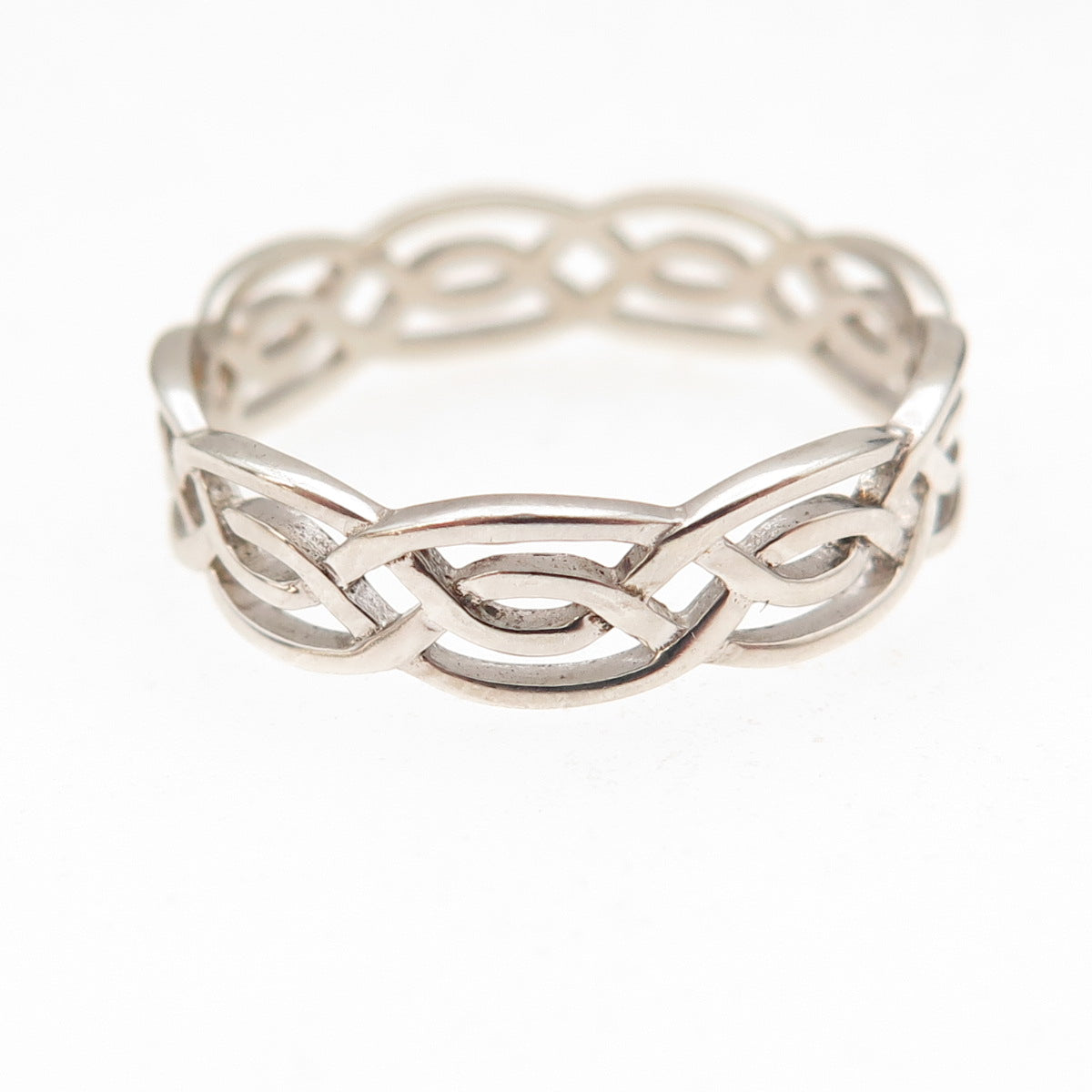 925 Sterling Silver Vintage Woven Band Ring Size 9.25