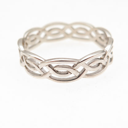 925 Sterling Silver Vintage Woven Band Ring Size 9.25