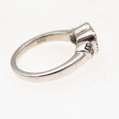 Jane Seymour 925 Sterling Silver Real Round-Cut Diamond Open Heart Ring Size 7