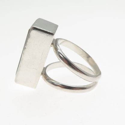 925 Sterling Silver Vintage Real Smoky Quartz Statement Ring Size 5.5