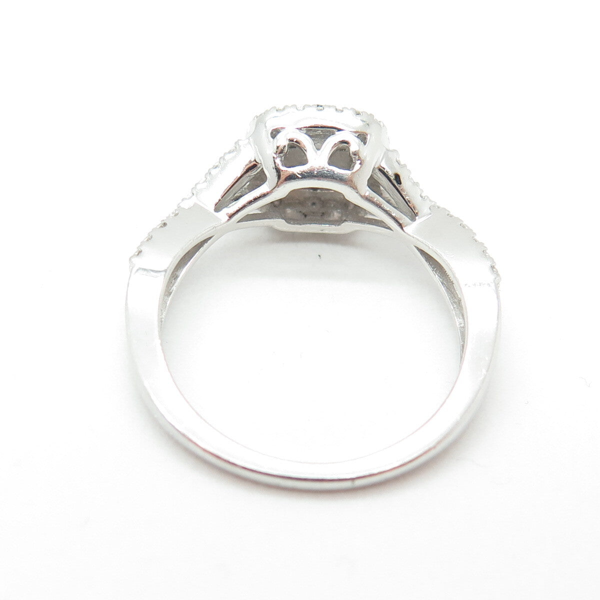 925 Sterling Silver Round-Cut Lab-Created Sapphire & C Z Ring Size 7