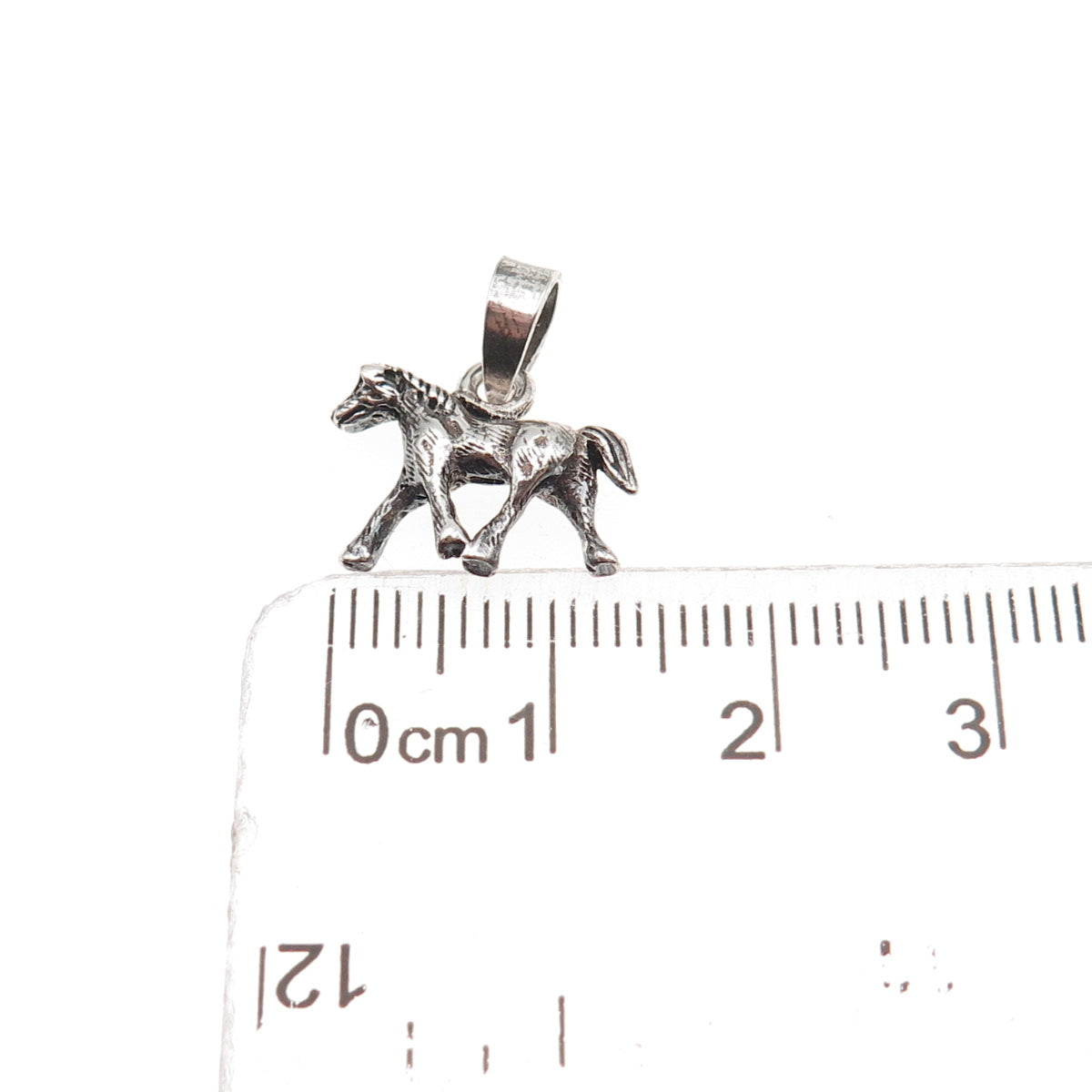 925 Sterling Silver Vintage Horse Oxidized Mini Charm Pendant
