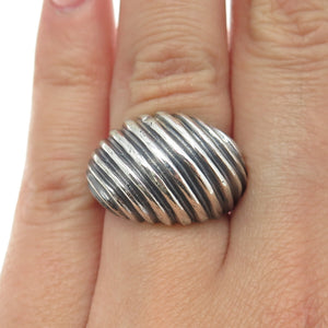 925 Sterling Silver Vintage Twisted Ribbed Dome Oxidized Ring Size 6