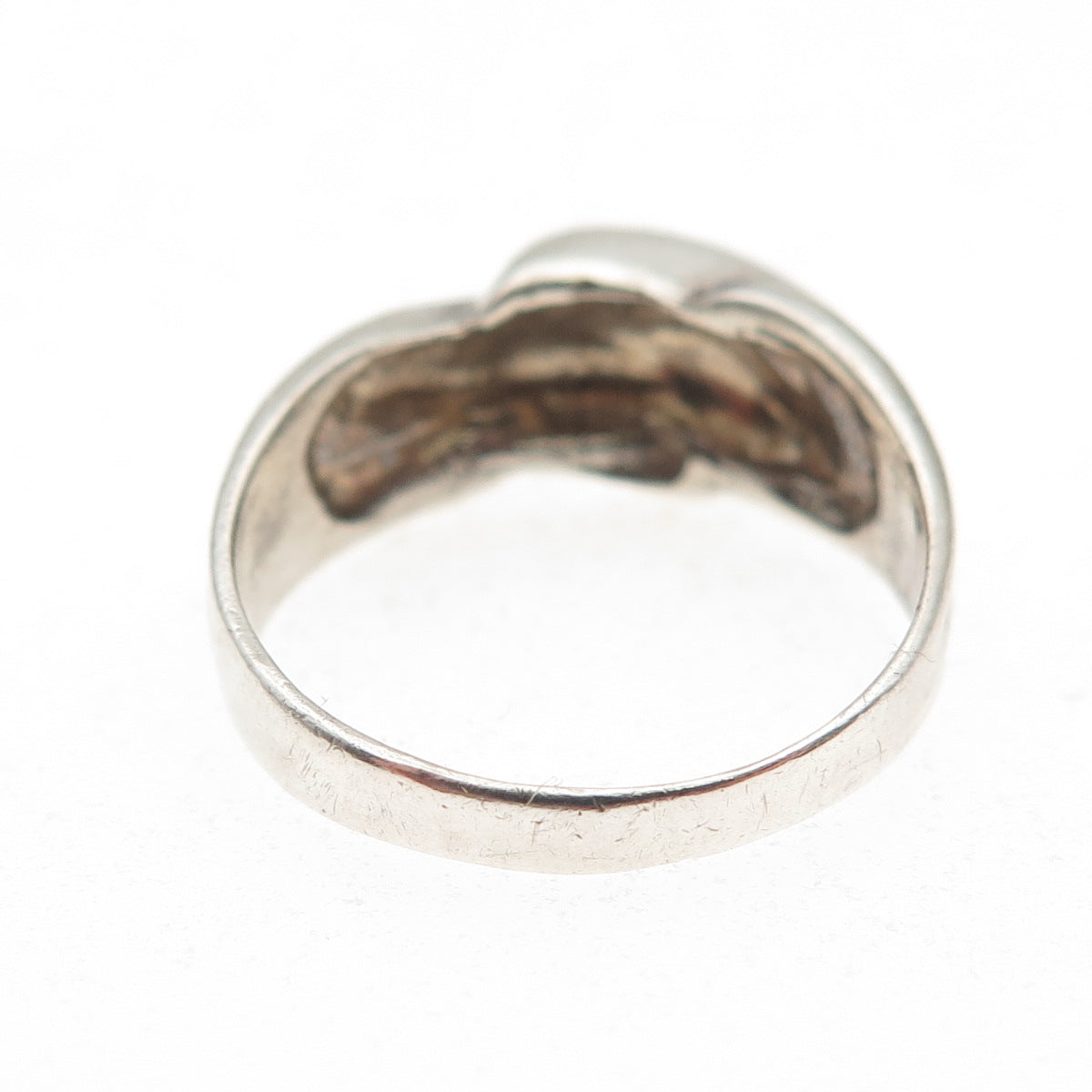 925 Sterling Silver Vintage Modernist Wavy Oxidized Ring Size 7.25