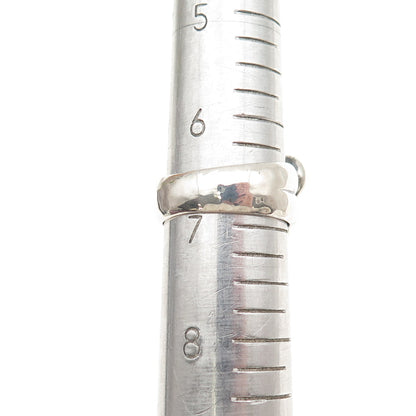 925 Sterling Silver Vintage Round-Cut Blue C Z Modernist 2-Row Ring Size 7