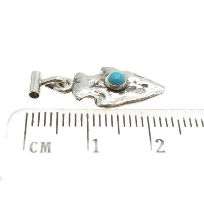 Old Pawn Sterling Silver Vintage Turquoise Snake Eye Arrow Mini Slide Pendant