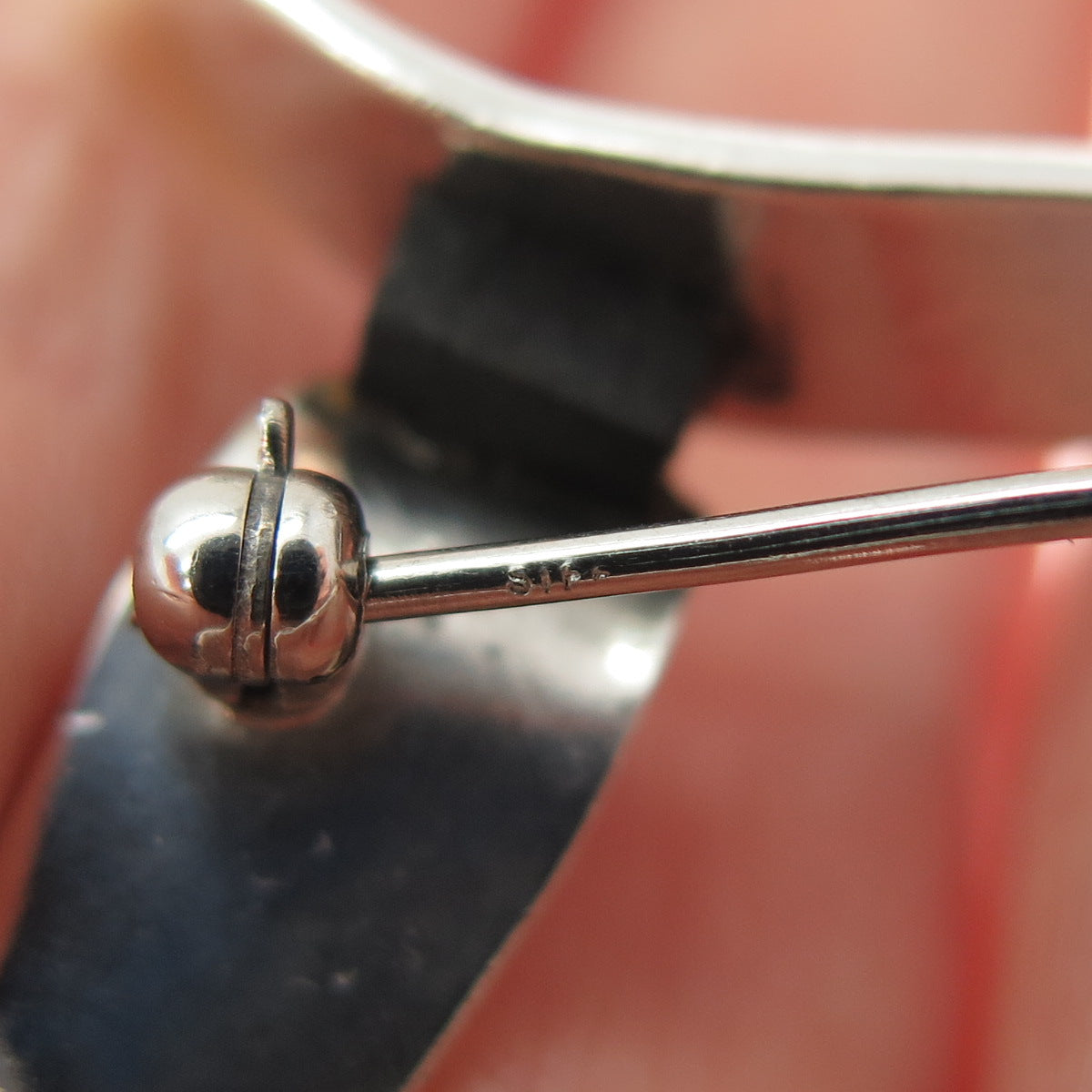 925 Sterling Silver Vintage Modernist Loop Pin Brooch