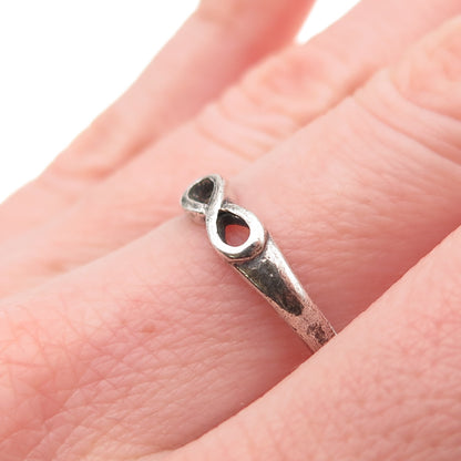 Bee 925 Sterling Silver Vintage Infinity Oxidized Ring Size 7.75