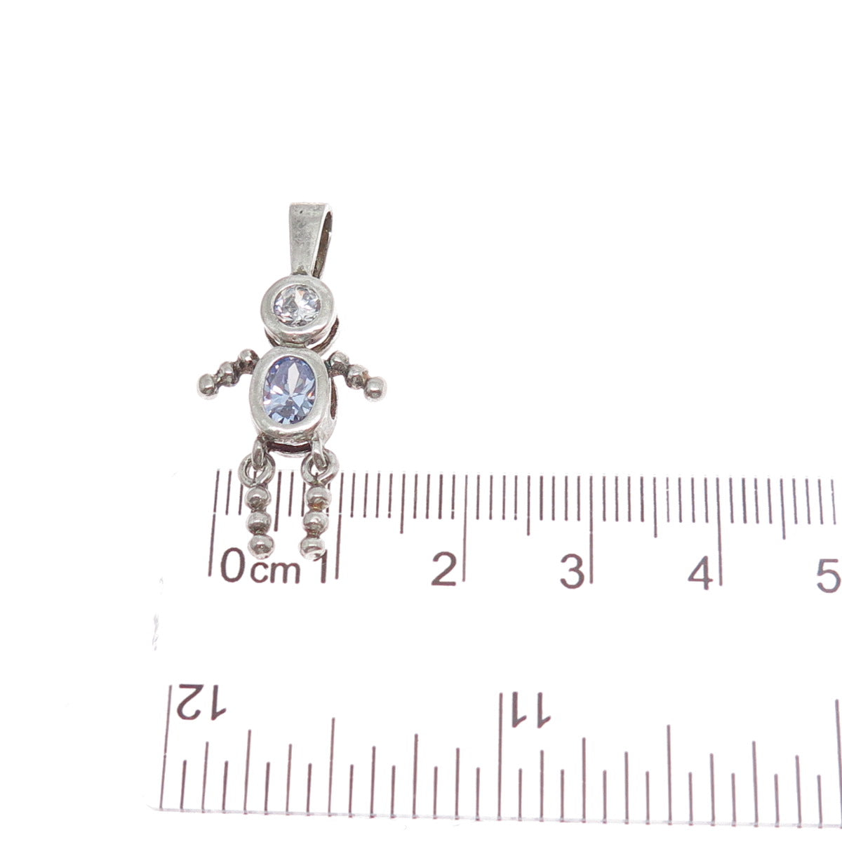 925 Sterling Vintage Purple White CZ February Birthstone Boy Articulated Pendant