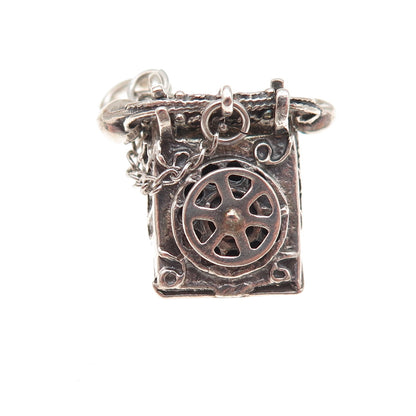 JewelArt 925 Sterling Silver Antique Retro Rotary Phone 3D Charm Pendant