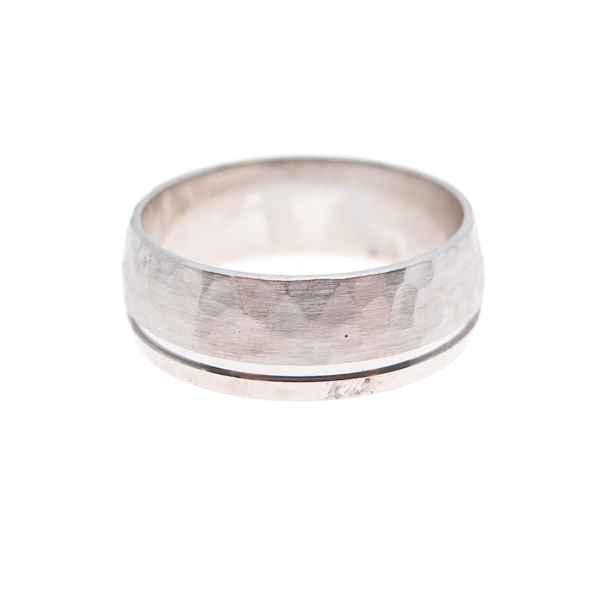 925 Sterling Silver Hammered Band Ring Size 8.25