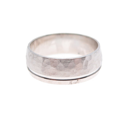 925 Sterling Silver Hammered Band Ring Size 8.25