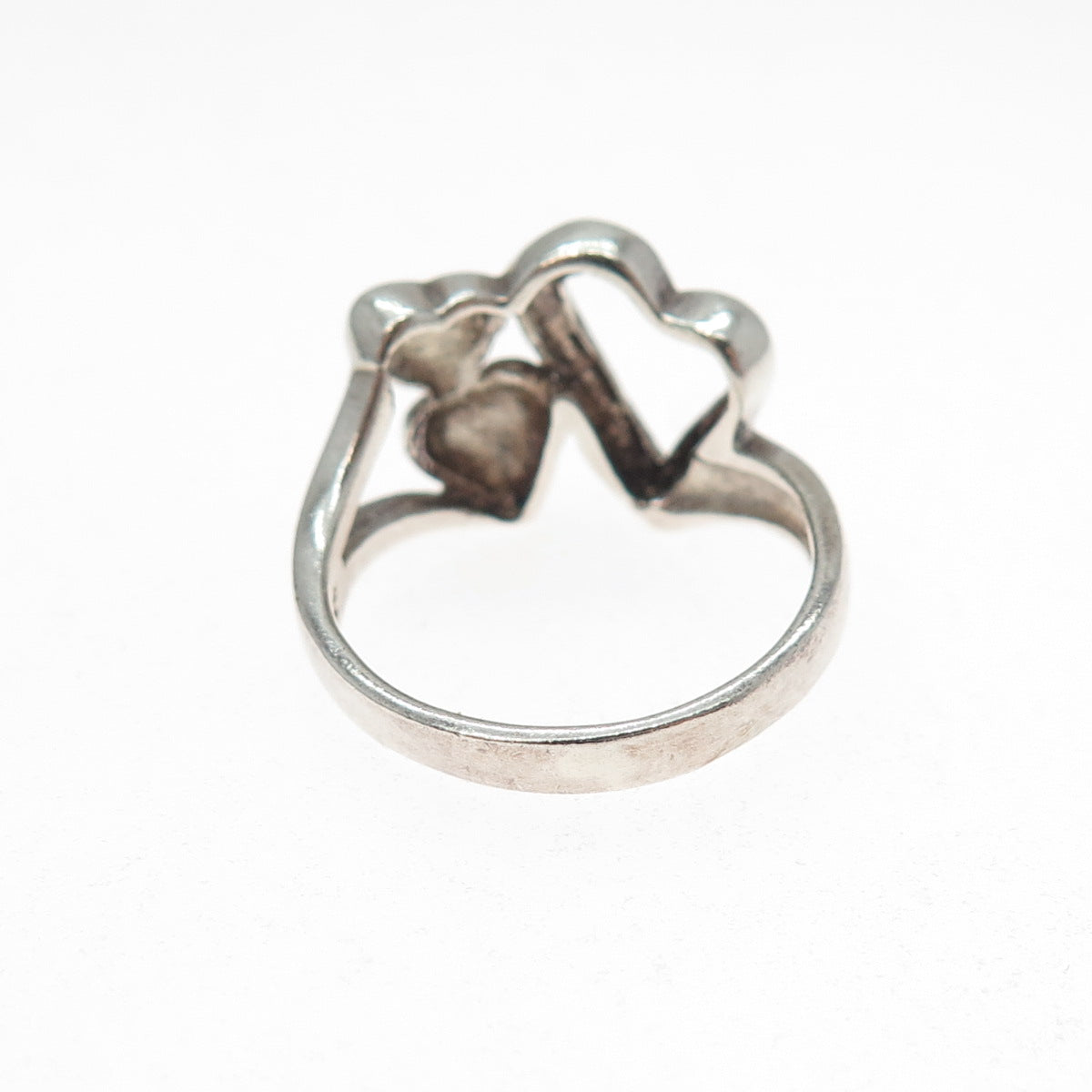 CHAPAL ZENRAY 925 Sterling Silver Vintage Family Hearts Oxidized Ring Size 8