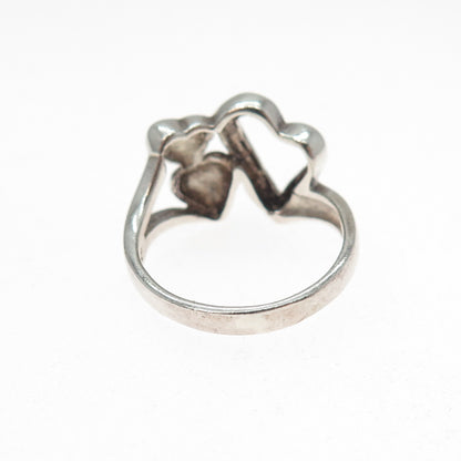 CHAPAL ZENRAY 925 Sterling Silver Vintage Family Hearts Oxidized Ring Size 8