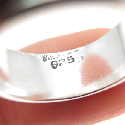 925 Sterling Silver Vintage Mexico Trinity Rotating Band Oxidized Ring Size 8.25