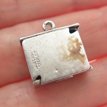 DANECRAFT 925 Sterling Silver Vintage Piano Oxidized Minimalist 3D Charm Pendant
