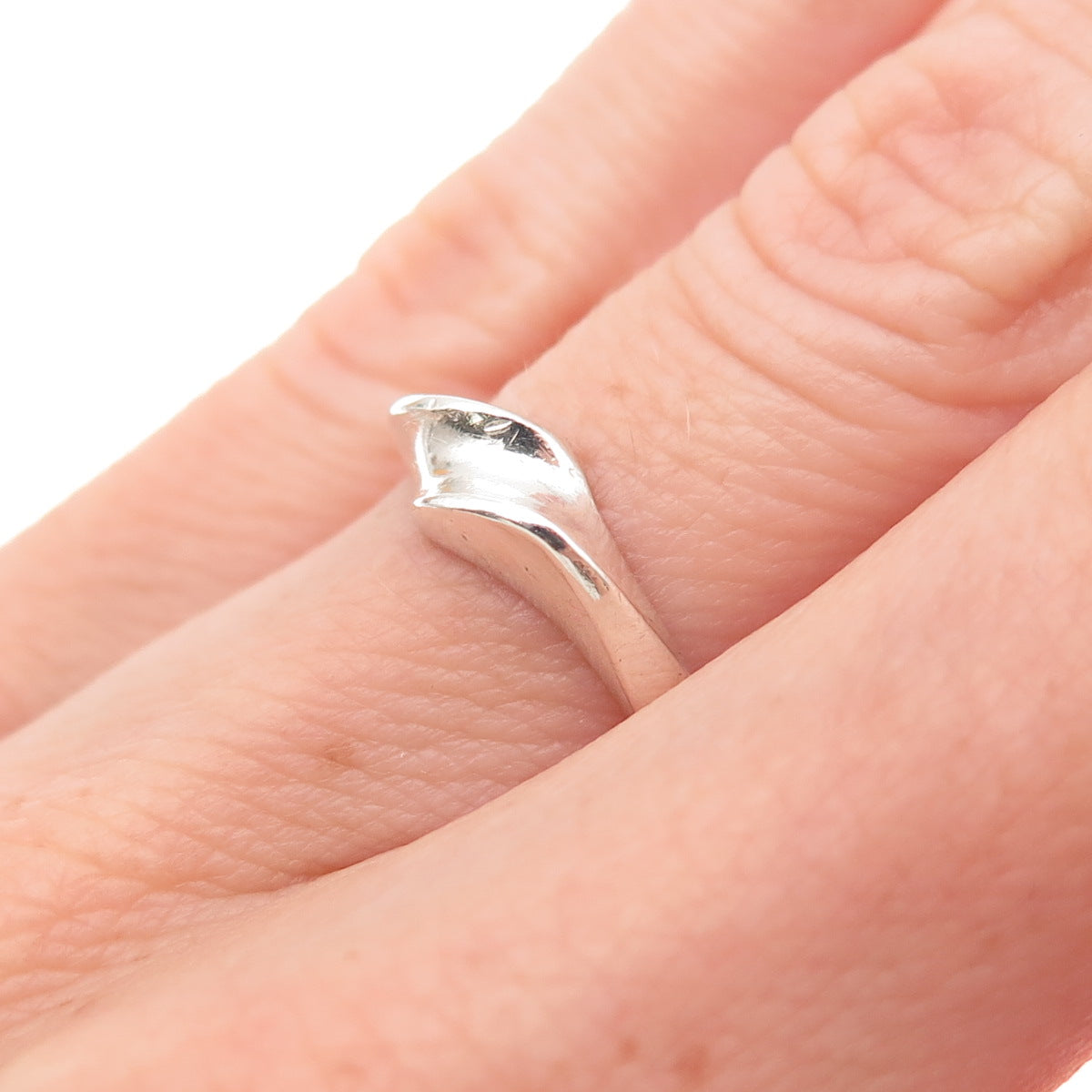 925 Sterling Silver Vintage Mexico Modernist Oxidized Ring Size 5.5