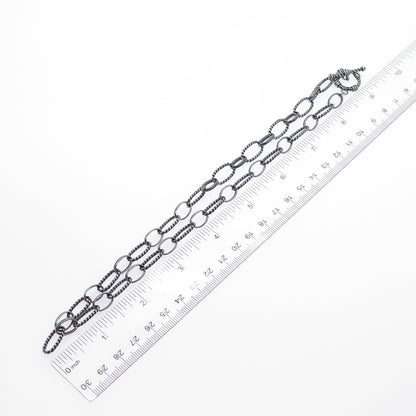 925 Sterling Silver Vintage Oxidized Multi-Oval Chain Necklace 18"