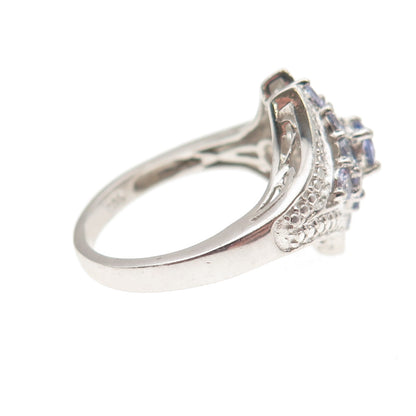 Chuck Clemency 925 Sterling Silver Real Round-Cut Tanzanite Ring Size 7