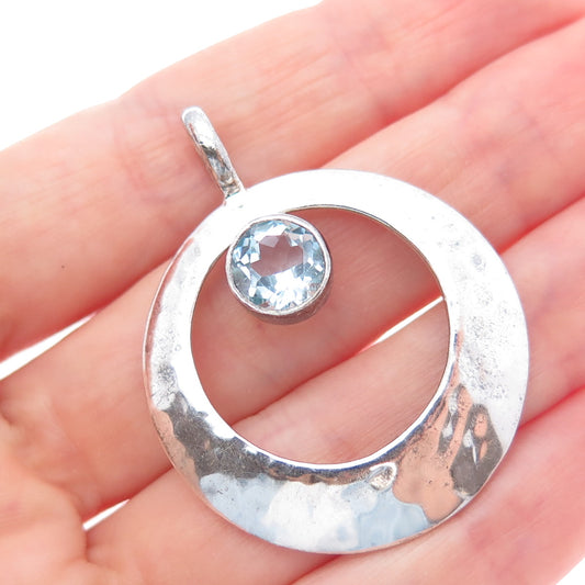 DOMINIQUE DINOUART Sterling Silver Vintage Mexico Blue Topaz Crescent Pendant