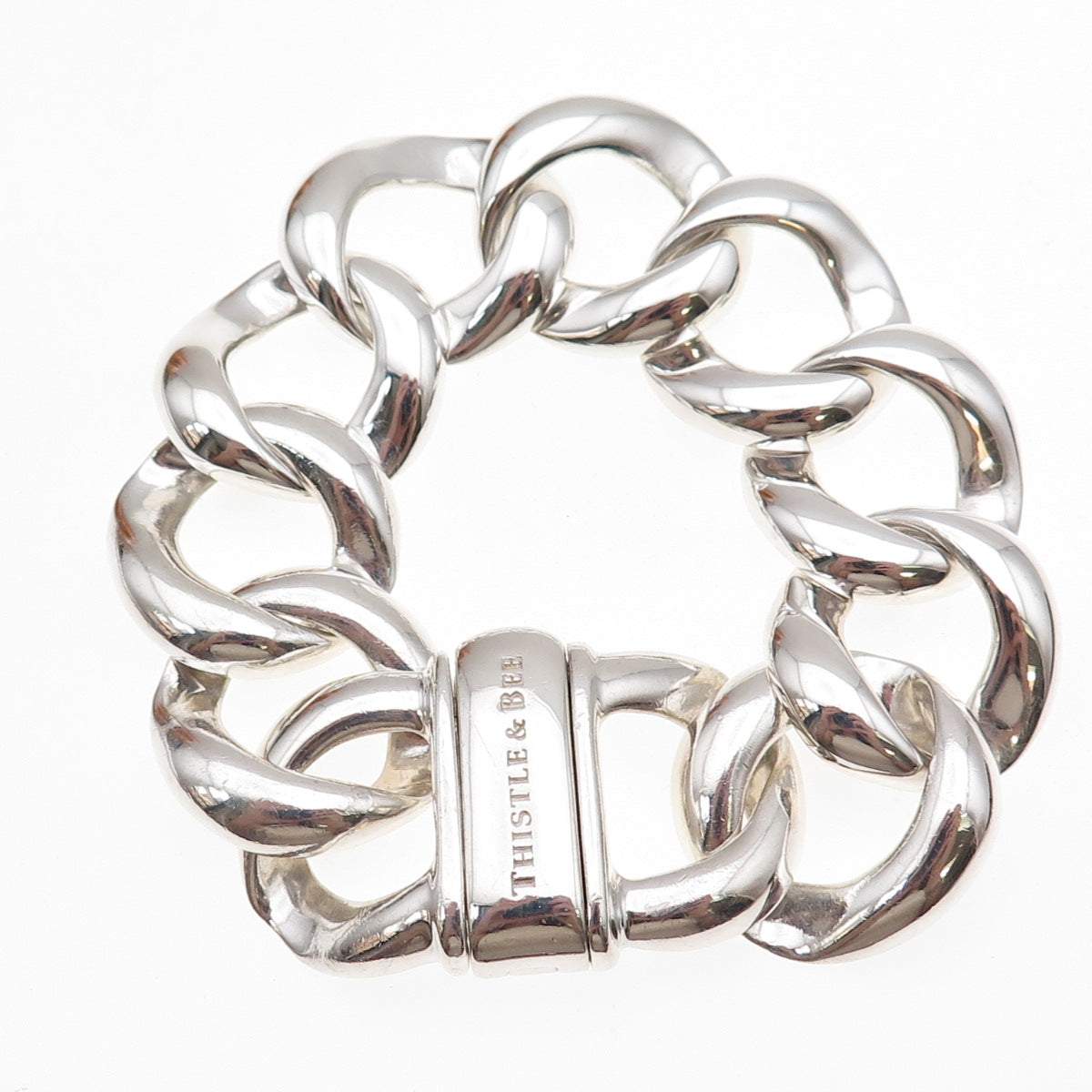 Thistle & Bee 925 Sterling Silver Large Curb Link Bracelet 7.5"