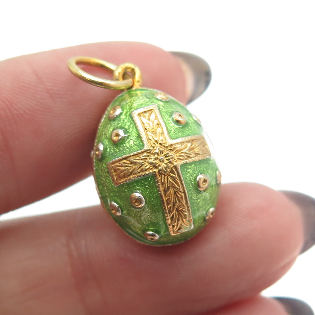 RAFKA Retired 925 Sterling Silver Vermeil Enamel Cross Easter Egg Charm Pendant