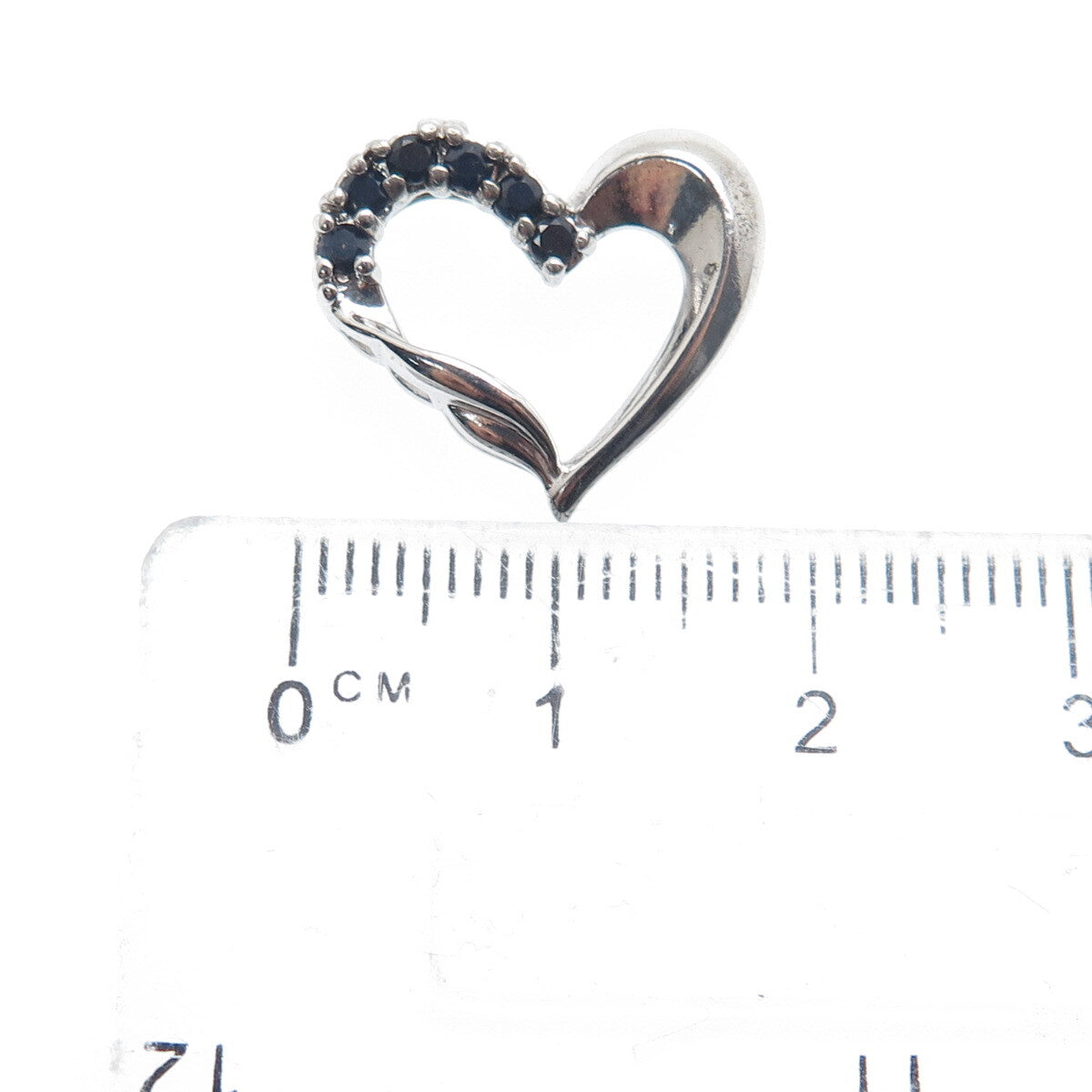 925 Sterling Silver Real Round-Cut Sapphire Heart Minimalist Slide Pendant