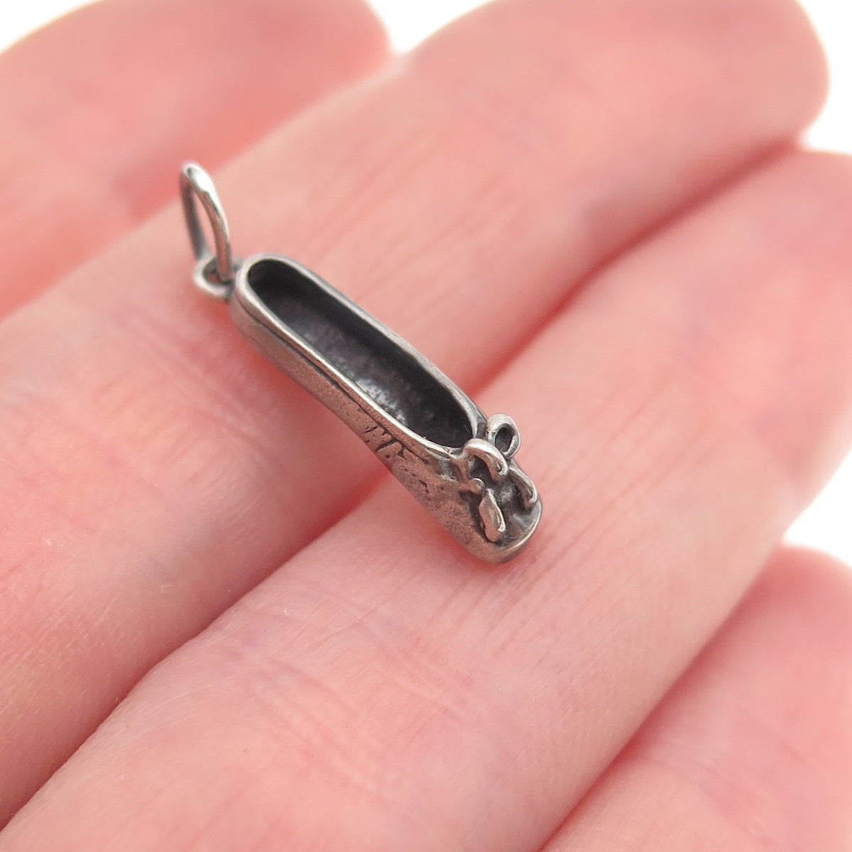 Sunwest 925 Sterling Silver Vintage Ballerina Shoe 3D Mini Charm Pendant