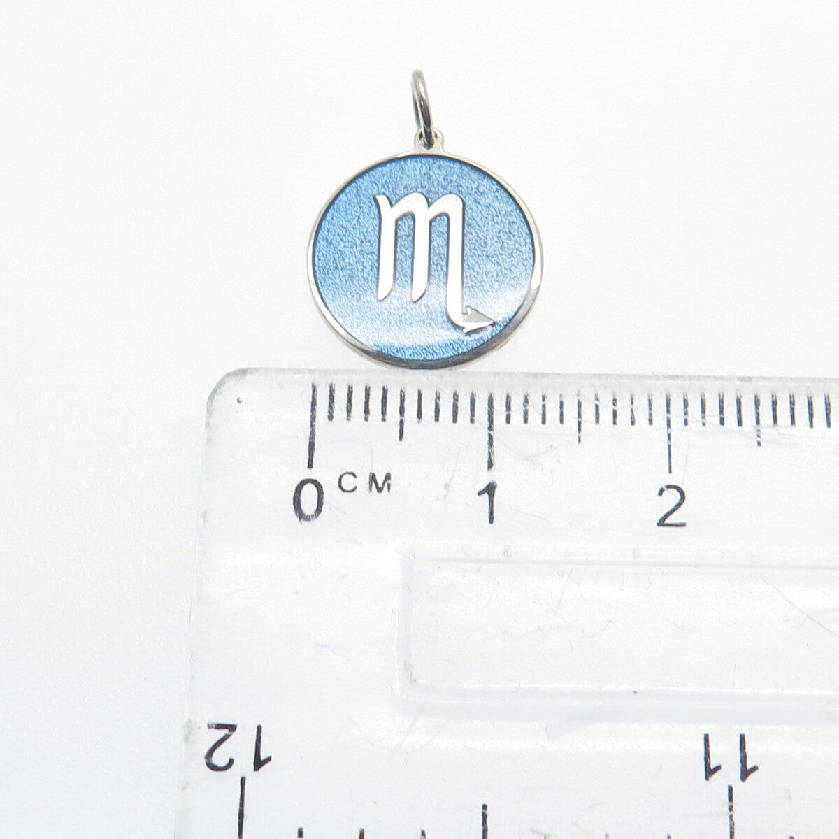 925 Sterling Silver Blue Enamel Scorpio Zodiac Sign Minimalist Charm Pendant